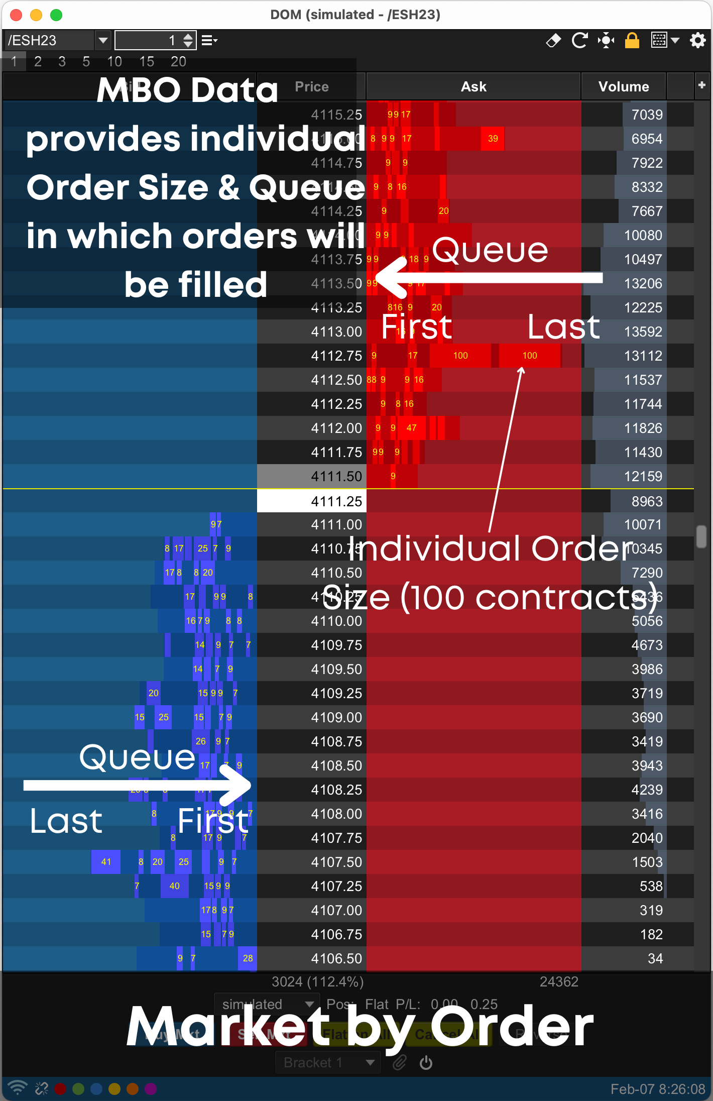 Depth of Market with Market by Order Data
